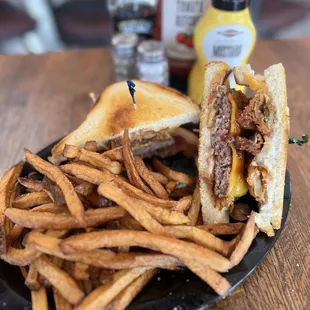 a sandwich and fries