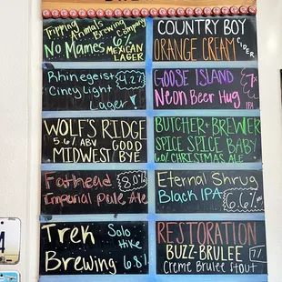 Tap beer menu