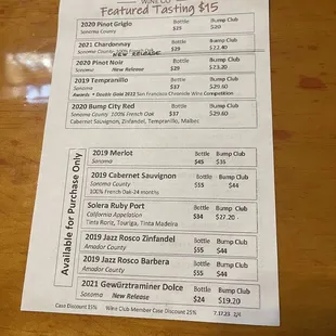 September 7, 2024 Tasting Menu