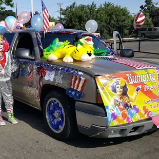 BumpingRitaTheClown at the Elks Rodeo Parade giving out balloons balls and stuffed animal's in her home town of Santa Maria Ca...