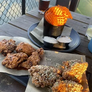 Wings and sweet potato fries!