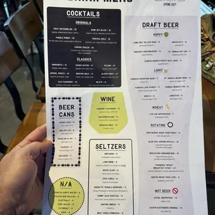 Drink menu