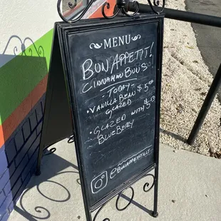 Daily menu, buns located within Toucan Louie's