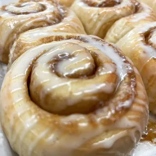 Our original vanilla bean glazed cinnamon buns!