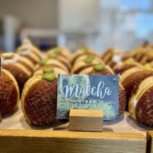 Matcha cream donuts