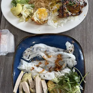 $8 lunch specials: com tam suon bi trung and banh cuon