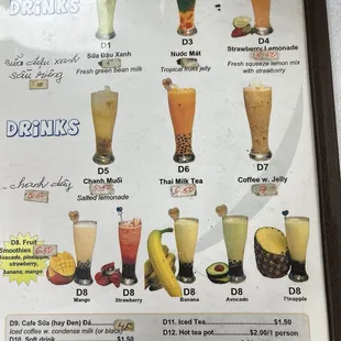 Drink menu