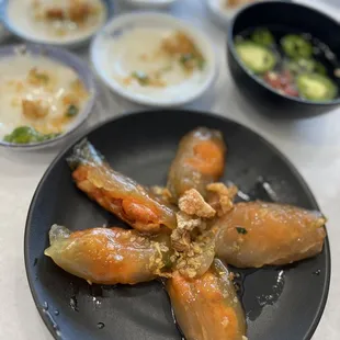 Bánh Bôt Loc - steamed tapioca dumplings, stuffing with shrimp and pork belly