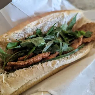 Banh mi cha ca (fried fish cake)