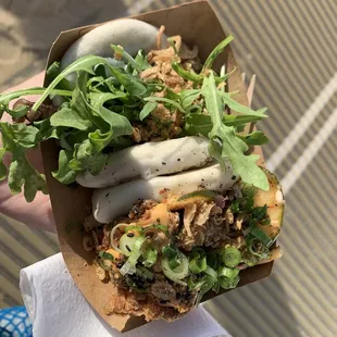 Fried chicken Bao and mushroom Bao