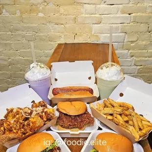 Double HausBurger SteakHaus Angry Chicken Fries Spicy Chicken Sandwich Seaweed Fries