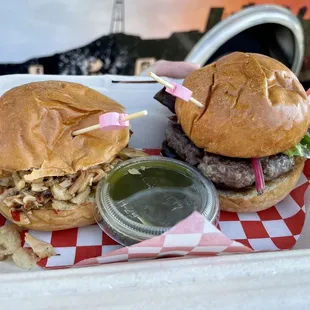 Islander Slider and Cali Slider with garlic cilantro sauce