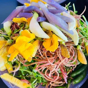 Fresh vegetables and edible flowers