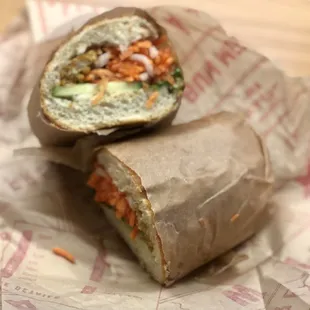 a sandwich cut in half