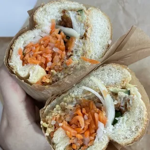 two halves of a sandwich