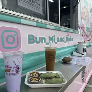 Spring rolls Ube taro milk tea Vietnamese ice coffee