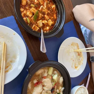 a variety of food items on a table