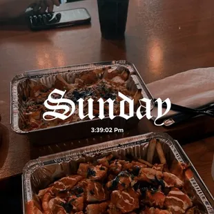 The pizza fries and buffalo fries were delicious