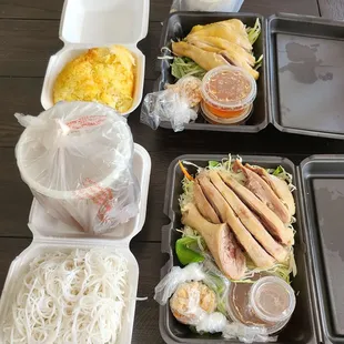 Duck soup and chicken rice.