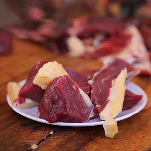 raw meat on a plate