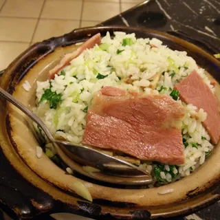 Steamed Rice with Bacon and Vegetable