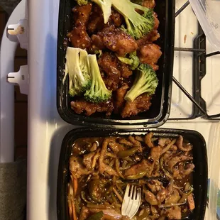 General Tso&apos;s Chicken and Pork with Garlic Sauce waaaaaaaaay too sweet.
