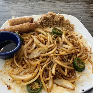 Jalapeño chicken (pile of onions left behind)