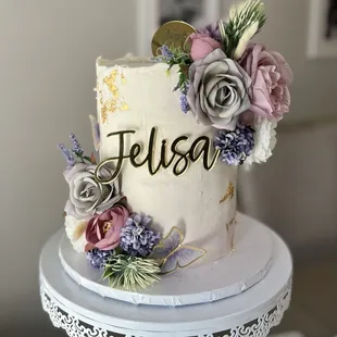 a cake with flowers on top