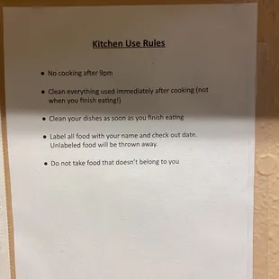 Hostel Cat Las Vegas: Communal Kitchen Rules