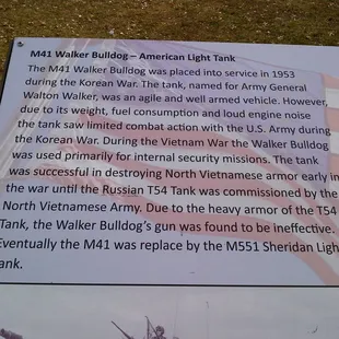 Plaque describing tank. March 2015.