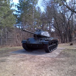 Restored tank from Korea/Vietnam eras, next to Veterans Memorial at Bunker Hills Park. March 2015.