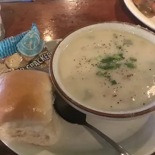 Bowl of clam chowder. Seems to be homemade and pretty decent!