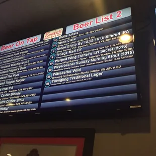Electronic Beer Menu on TV on the wall