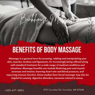 Bunkhouse Massage 3701 Corrales Rd, Corrales, NM 87048 Call us at 505-677-5895