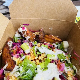 loaded mushroom plantain fries