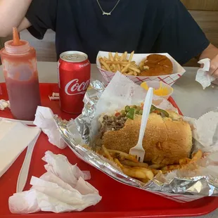 Italian beef and hamburger meal