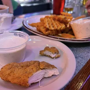 Chicken Strips and Waffle Fries