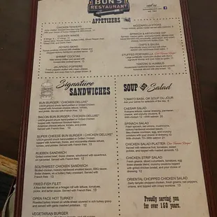 The Buns menu