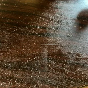 Lint stuck to the table!!