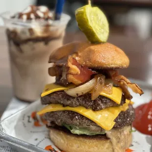 Bunzilla Burger...wow! As good as anything I made at home. Plus a great thick chocolate shake.