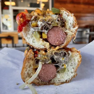 Secret Menu Item Philly Cheesesteak Bacon Wrapped Hot Dog (IG: @foodwithbros)