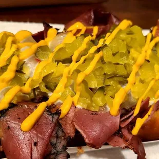 Oh, the deliciousness!!!  Pastrami Dog