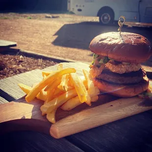 a burger and french fries