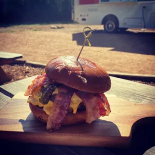 a bacon and cheese sandwich