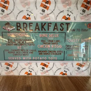 Breakfast menu 12/2023