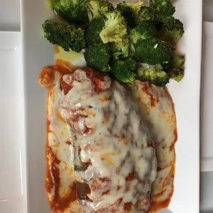 This stuffed eggplant was for one. Made to order; no sharing next time.