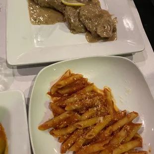 Veal piccata and a side of pasta