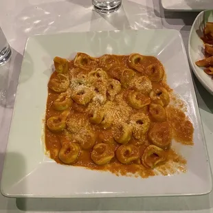 Vodka sauce over cheese tortellini