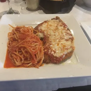 Chicken Parm with spaghetti