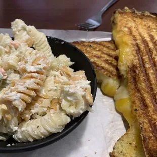 Adult grilled cheese and pasta salad